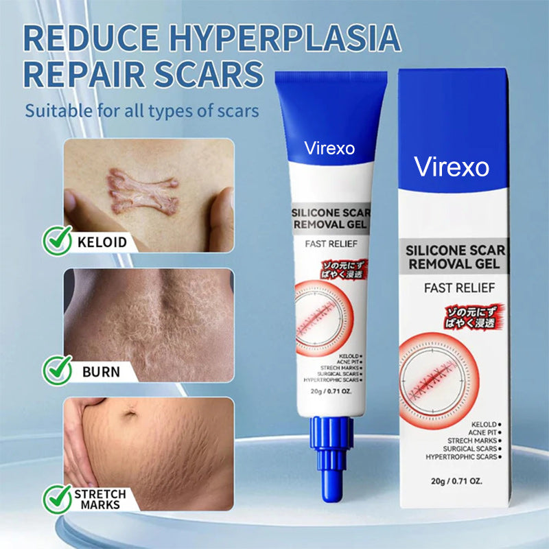 Silicone Scar Gel for Old and New Scars, Scar Treatment for Acne Surgical Burn and Stretch Marks, Medical Grade Silicone Scar Gel, Fast Absorbing