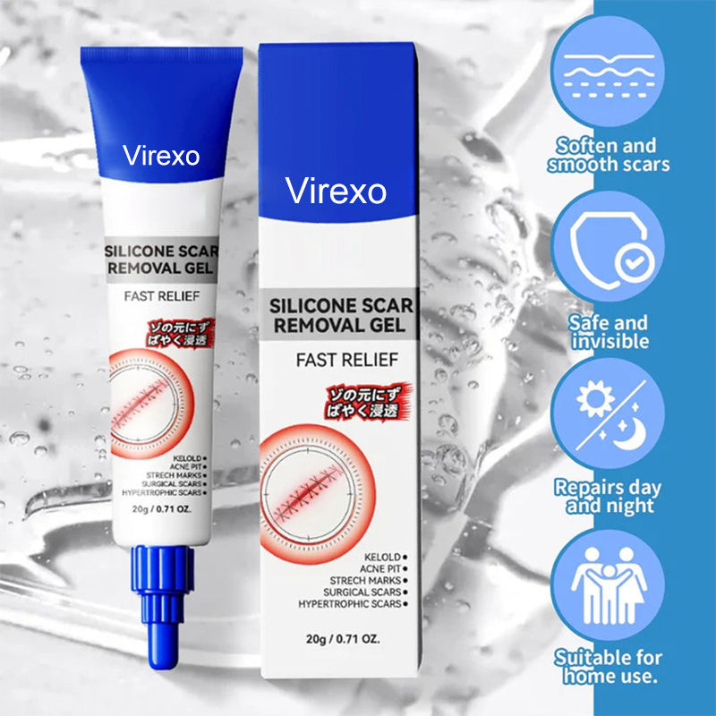Silicone Scar Gel for Old and New Scars, Scar Treatment for Acne Surgical Burn and Stretch Marks, Medical Grade Silicone Scar Gel, Fast Absorbing