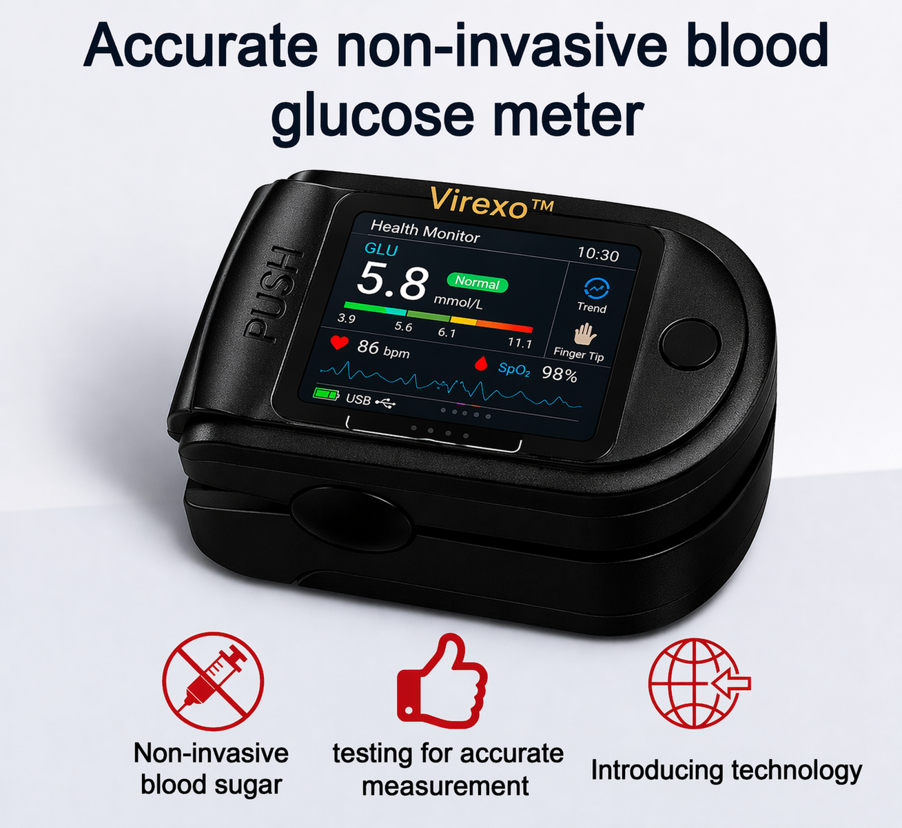 Virexo™ Non-Invasive Blood Glucose Monitor | High-Precision 99.9% Accuracy | TGA Certified