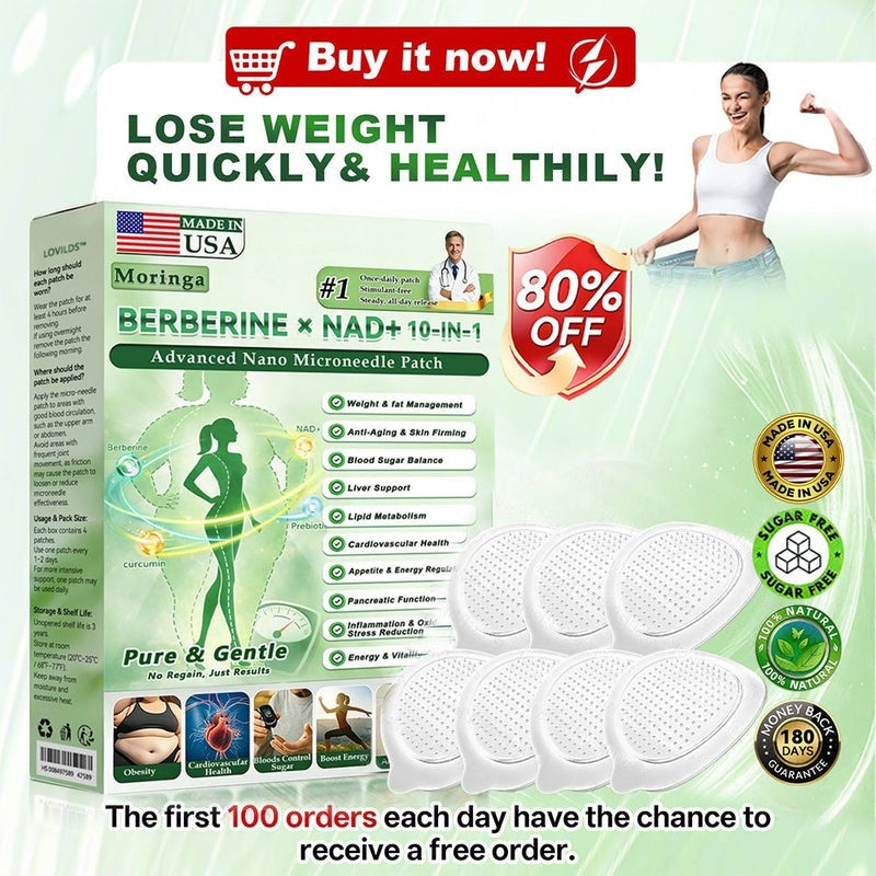 LUMIVO™ Moringa · Berberine × NAD+ 𝟏𝟎-𝐢𝐧-𝟏 𝐀𝐝𝐯𝐚𝐧𝐜𝐞𝐝 𝐍𝐚𝐧𝐨 𝐌𝐢𝐜𝐫𝐨𝐧𝐞𝐞𝐝𝐥𝐞 𝐏𝐚𝐭𝐜𝐡 — 𝐎𝐧𝐜𝐞 𝐃𝐚𝐢𝐥𝐲, 𝐕𝐢𝐬𝐢𝐛𝐥𝐞 𝐑𝐞𝐬𝐮𝐥𝐭𝐬 𝐢𝐧 𝟕 𝐃𝐚𝐲𝐬