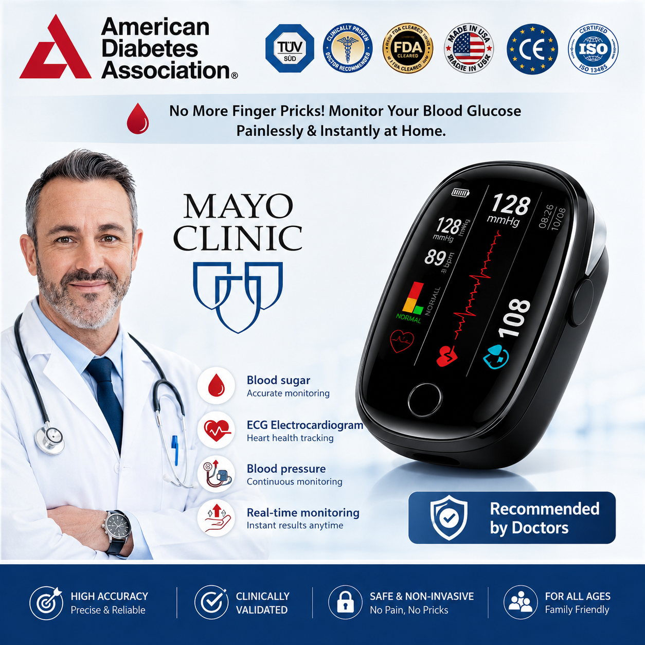 🔥Final 3 Hours: 70% OFF🏆New non-invasive multifunctional health monitor [99.9% Accuracy]✅TGA Approved